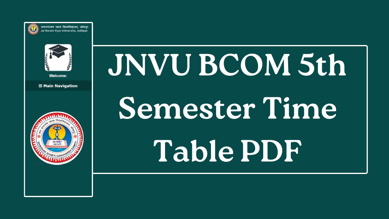 JNVU BCOM 5th Semester Exam Date