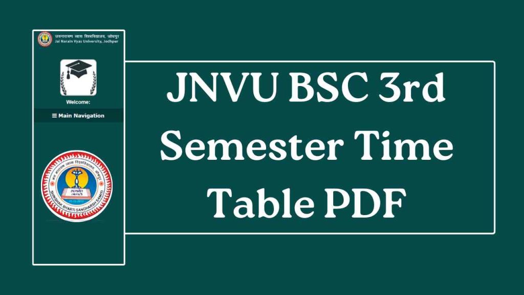 JNVU BSC 3rd Semester Exam Date