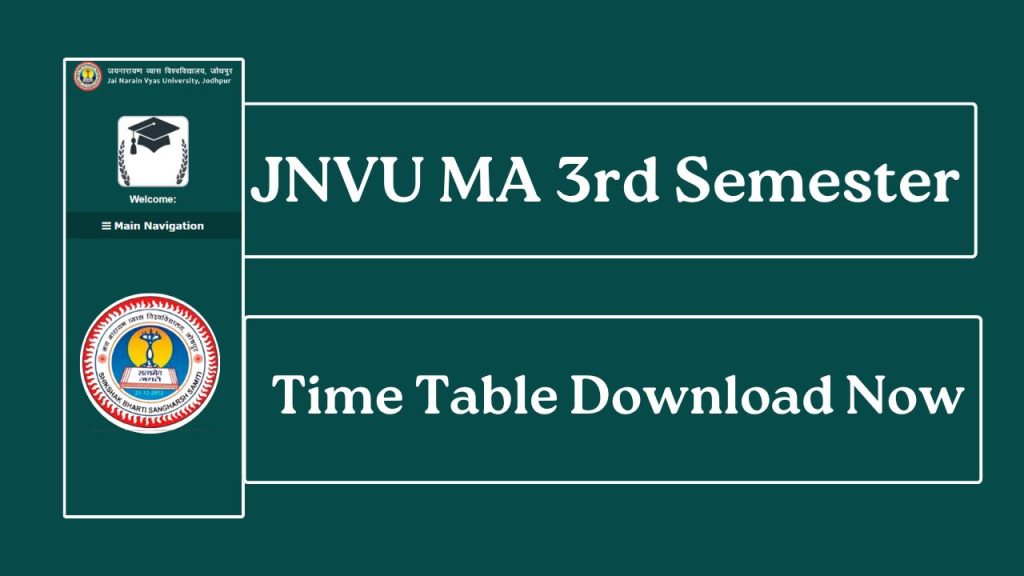 JNVU MA 3rd Semester Exam Date 2026