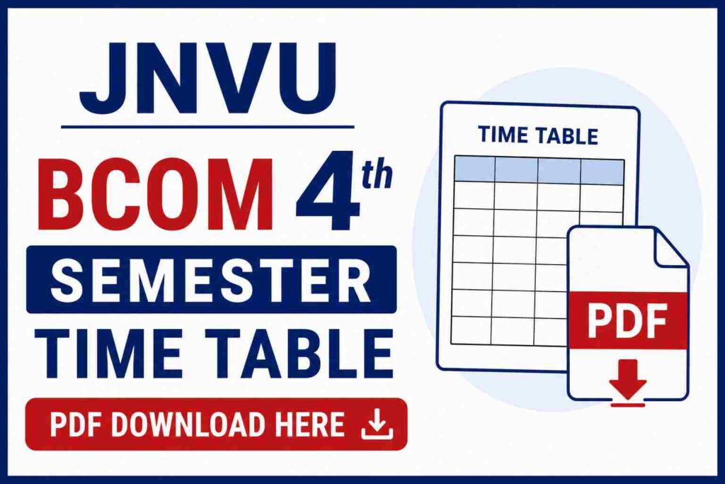 JNVU BCOM 4th Semester Time Table PDF Download Here