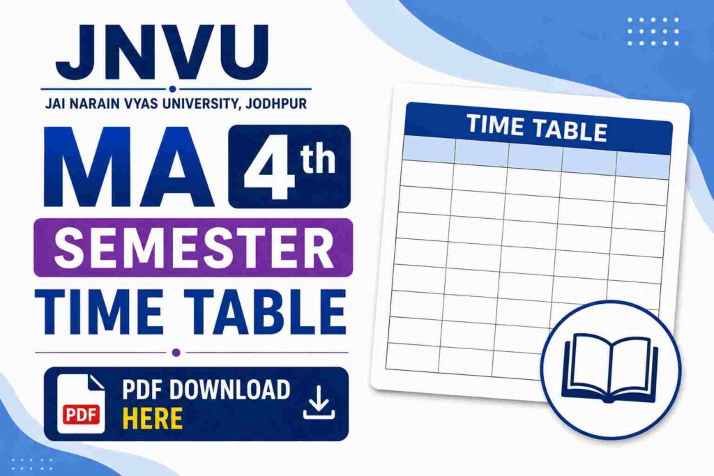 JNVU MA 4th Semester Time Table PDF Download Here