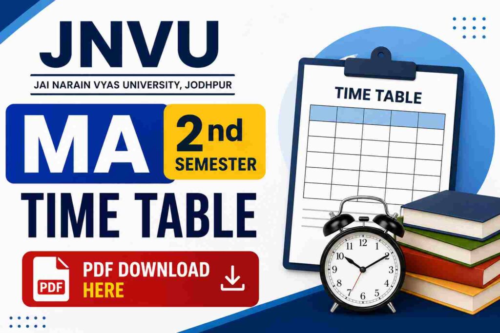 JNVU MA 2nd Semester Time Table PDF Download Here