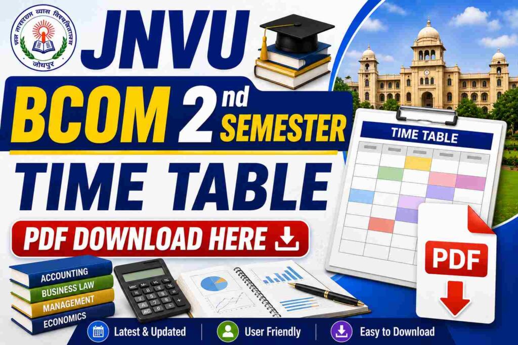 JNVU BCOM 2nd Semester Time Table PDF Download Here